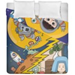 Astronaut Moon Monsters Spaceship Universe Space Cosmos Duvet Cover Double Side (California King Size)