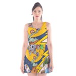 Astronaut Moon Monsters Spaceship Universe Space Cosmos Scoop Neck Skater Dress