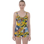 Astronaut Moon Monsters Spaceship Universe Space Cosmos Tie Front Two Piece Tankini