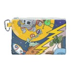 Astronaut Moon Monsters Spaceship Universe Space Cosmos Canvas Cosmetic Bag (Large)
