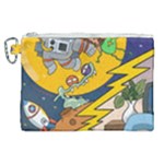 Astronaut Moon Monsters Spaceship Universe Space Cosmos Canvas Cosmetic Bag (XL)