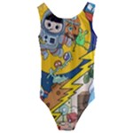Astronaut Moon Monsters Spaceship Universe Space Cosmos Kids  Cut-Out Back One Piece Swimsuit