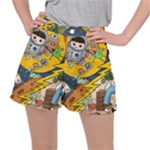 Astronaut Moon Monsters Spaceship Universe Space Cosmos Women s Ripstop Shorts