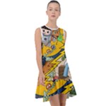 Astronaut Moon Monsters Spaceship Universe Space Cosmos Frill Swing Dress