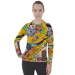 Astronaut Moon Monsters Spaceship Universe Space Cosmos Women s Pique Long Sleeve T-Shirt