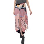 Abstract Boho Bohemian Style Retro Vintage Velour Split Maxi Skirt