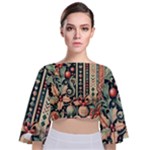 Winter Snow Holidays Tie Back Butterfly Sleeve Chiffon Top