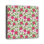 Flowers Leaves Roses Pattern Floral Nature Background Mini Canvas 6  x 6  (Stretched)