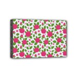 Flowers Leaves Roses Pattern Floral Nature Background Mini Canvas 6  x 4  (Stretched)