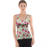Flowers Leaves Roses Pattern Floral Nature Background Women s Basic Tank Top