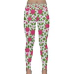 Flowers Leaves Roses Pattern Floral Nature Background Classic Yoga Leggings