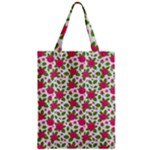 Flowers Leaves Roses Pattern Floral Nature Background Zipper Classic Tote Bag