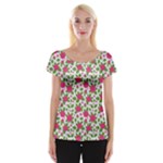 Flowers Leaves Roses Pattern Floral Nature Background Cap Sleeve Top