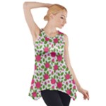 Flowers Leaves Roses Pattern Floral Nature Background Side Drop Tank Tunic