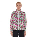Flowers Leaves Roses Pattern Floral Nature Background Women s Bomber Jacket