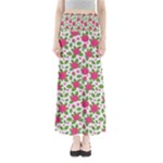 Flowers Leaves Roses Pattern Floral Nature Background Full Length Maxi Skirt