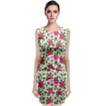 Flowers Leaves Roses Pattern Floral Nature Background Classic Sleeveless Midi Dress