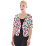 Flowers Leaves Roses Pattern Floral Nature Background Cropped Button Cardigan