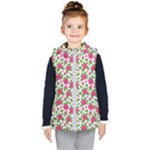 Flowers Leaves Roses Pattern Floral Nature Background Kids  Hooded Puffer Vest
