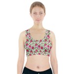 Flowers Leaves Roses Pattern Floral Nature Background Sports Bra With Pocket