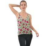 Flowers Leaves Roses Pattern Floral Nature Background Chiffon Cami