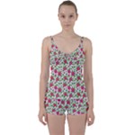 Flowers Leaves Roses Pattern Floral Nature Background Tie Front Two Piece Tankini