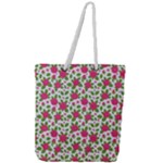 Flowers Leaves Roses Pattern Floral Nature Background Full Print Rope Handle Tote (Large)