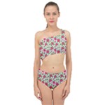 Flowers Leaves Roses Pattern Floral Nature Background Spliced Up Two Piece Swimsuit