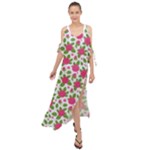Flowers Leaves Roses Pattern Floral Nature Background Maxi Chiffon Cover Up Dress