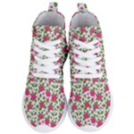 Flowers Leaves Roses Pattern Floral Nature Background Women s Lightweight High Top Sneakers