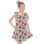 Flowers Leaves Roses Pattern Floral Nature Background Kids  Tie Up Tunic Dress