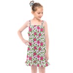 Flowers Leaves Roses Pattern Floral Nature Background Kids  Overall Dress