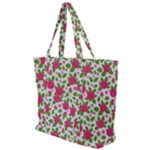 Flowers Leaves Roses Pattern Floral Nature Background Zip Up Canvas Bag