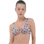 Flowers Leaves Roses Pattern Floral Nature Background Ring Detail Bikini Top
