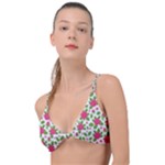 Flowers Leaves Roses Pattern Floral Nature Background Knot Up Bikini Top