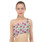 Flowers Leaves Roses Pattern Floral Nature Background Spliced Up Bikini Top 