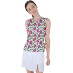 Flowers Leaves Roses Pattern Floral Nature Background Women s Sleeveless Sports Top
