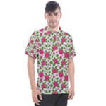 Flowers Leaves Roses Pattern Floral Nature Background Men s Polo T-Shirt