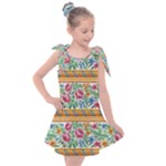 Flower Pattern Art Vintage Blooming Blossom Botanical Nature Famous Kids  Tie Up Tunic Dress