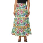 Flower Pattern Art Vintage Blooming Blossom Botanical Nature Famous Tiered Ruffle Maxi Skirt