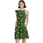 Seamless Pattern With Viruses Cocktail Party Halter Sleeveless Dress With Pockets