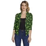 Seamless Pattern With Viruses Women s Draped Front 3/4 Sleeve Shawl Collar Jacket