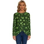 Seamless Pattern With Viruses Long Sleeve Crew Neck Pullover Top