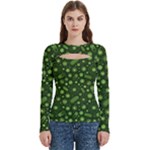 Seamless Pattern With Viruses Women s Cut Out Long Sleeve T-Shirt