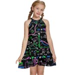 Math Linear Mathematics Education Circle Background Kids  Halter Collar Waist Tie Chiffon Dress