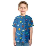 Space Rocket Solar System Pattern Kids  Sport Mesh T-Shirt