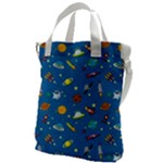 Space Rocket Solar System Pattern Canvas Messenger Bag