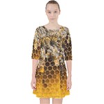 Honeycomb With Bees Quarter Sleeve Pocket Dress