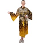 Honeycomb With Bees Maxi Velvet Kimono