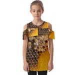 Honeycomb With Bees Fold Over Open Sleeve Top